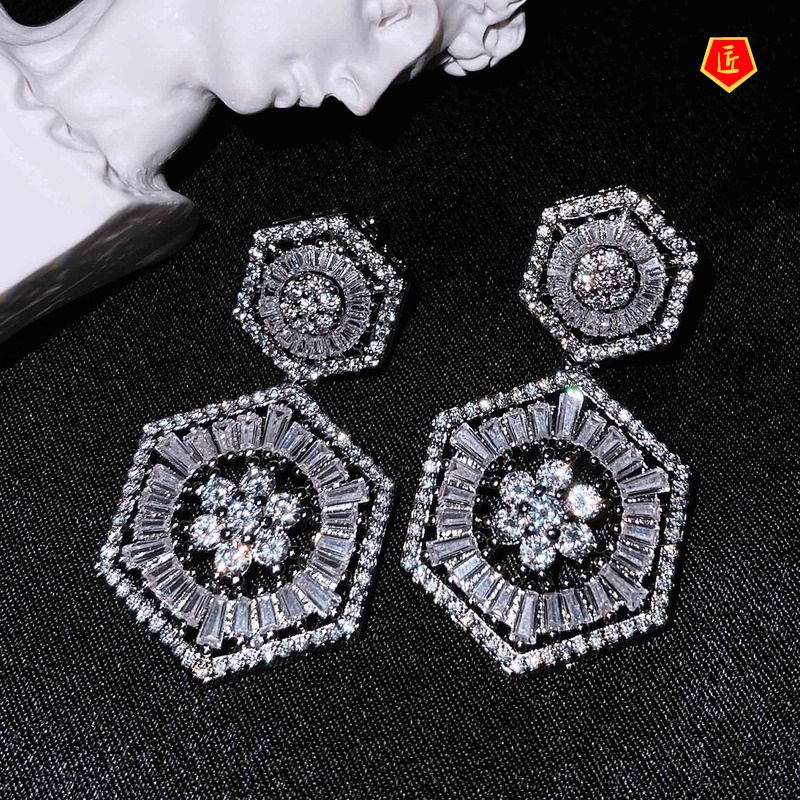 [Ready Stock]Color Earrings Exaggerated Temperamental Silver Needle