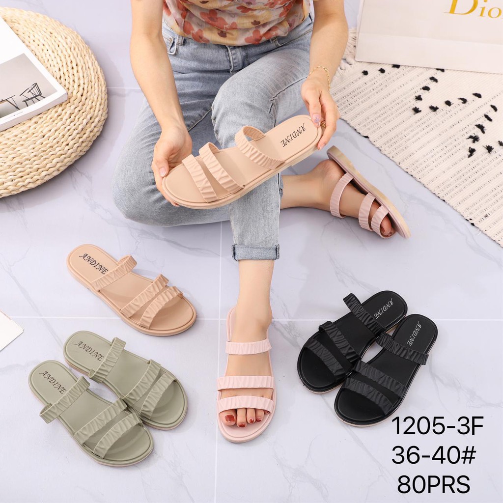 Sandal Wanita Jelly MOKAYA Kerut Tiga / Sandal Import Tali 3 - 3F / Sendal Karet terbaru lucu