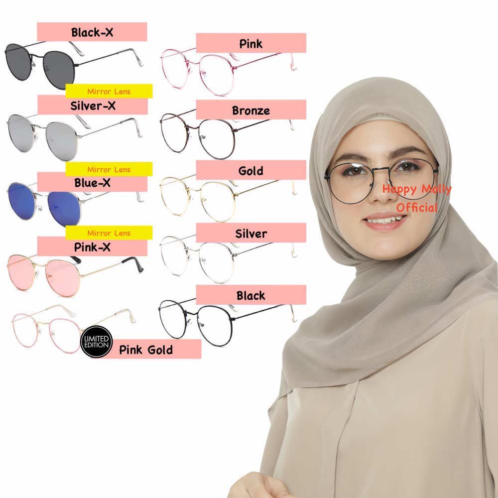 Anti UV Sunglasses [ Blue-X ] Kacamata Pria &amp; Wanita - OVAL FREE SARUNG