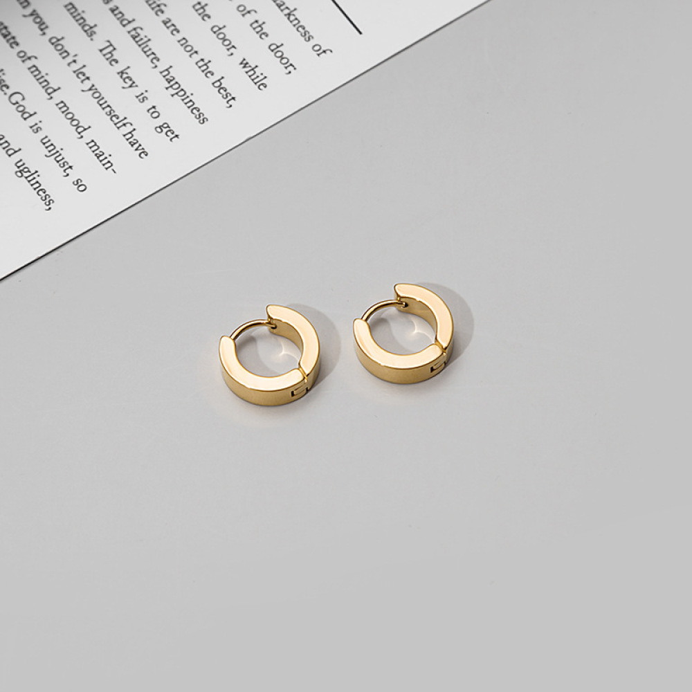 Anting Hoop Kecil Bahan Stainless Steel Warna Hitam Emas Silver Untuk Pria Dan Wanita