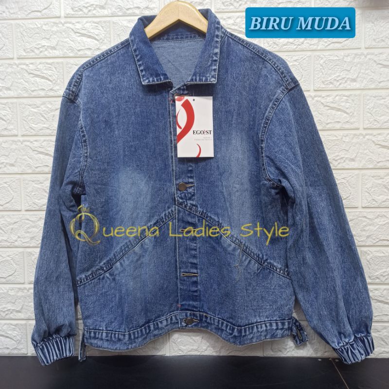 JAKET JEANS WANITA KUALITAS IMPORT OVERSIZE | LENGAN KARET | JAKET DENIM CEWEK