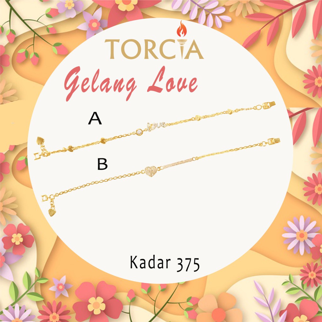 Gelang Rantai Emas Asli Love Kadar 375 Torcia