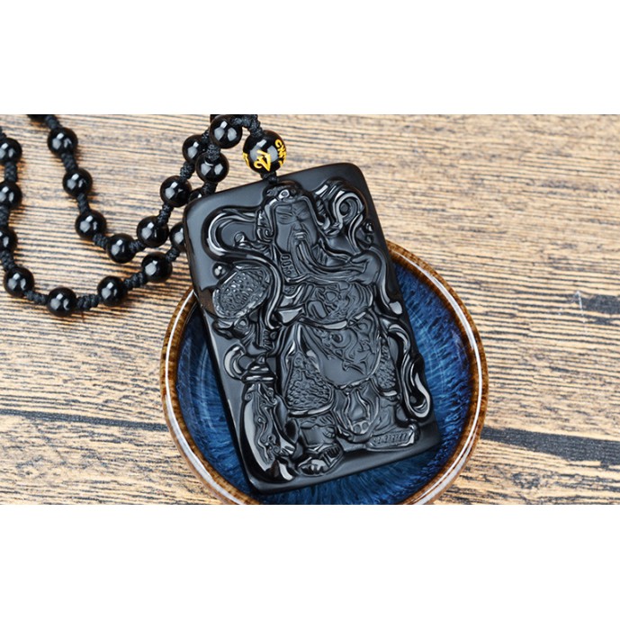 Kalung Perhiasan Natural Batu Obsidian Black Guanyu