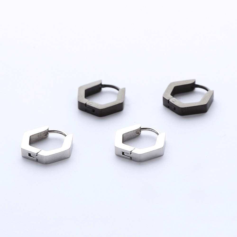 Agustinina Anting Stud Fashion Geometris Hexagon Anti Karat Titanium Square Perhiasan