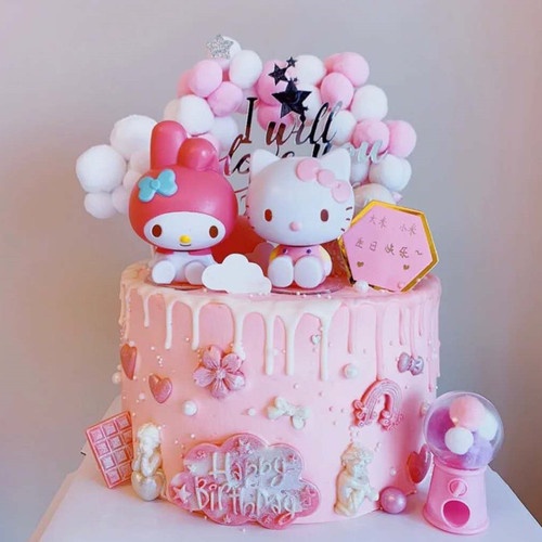 Cake Topper HELLO KITTY/ My MELODY PINK/ KUROMI hiasan mainan kue tart/ dekorasi kue ulang tahun