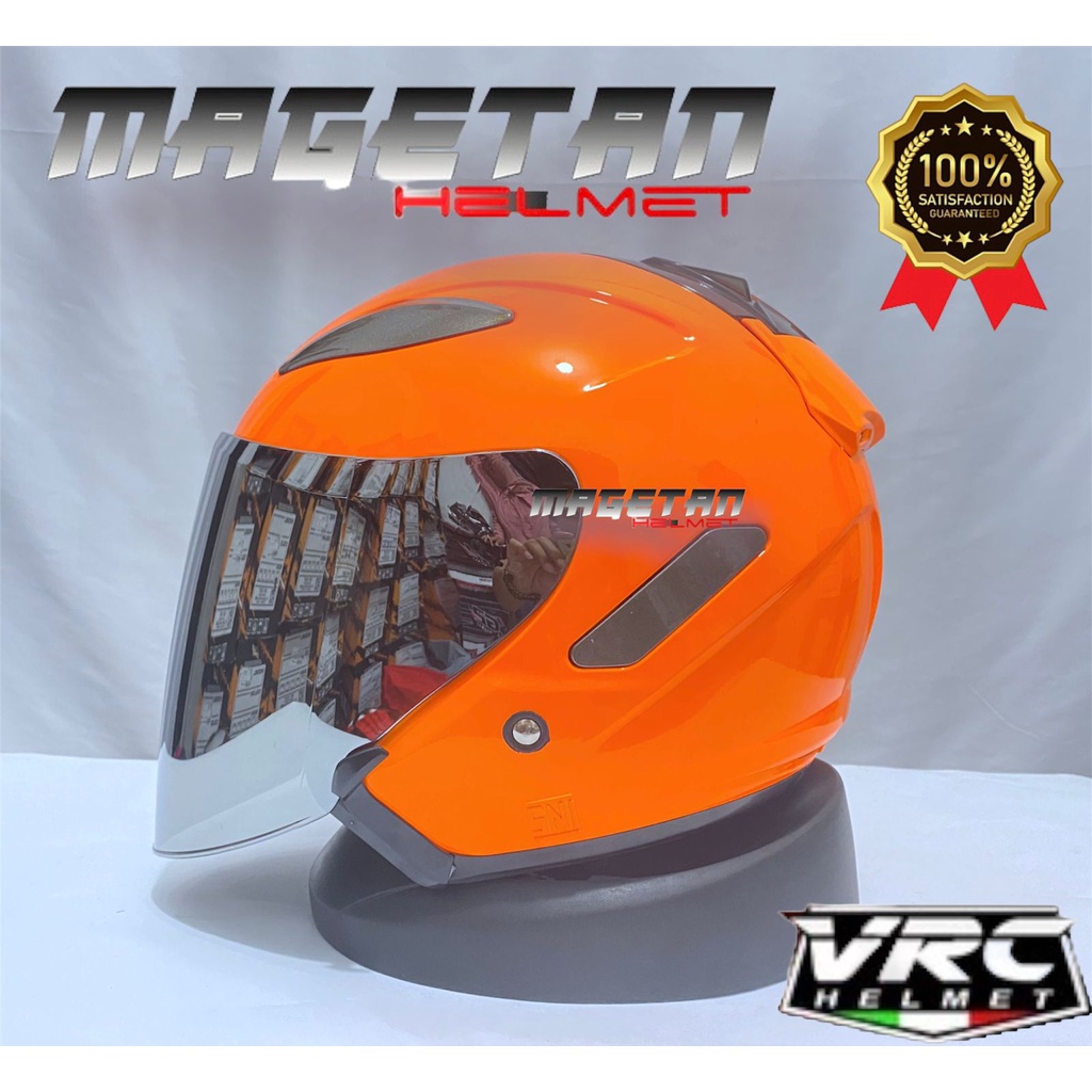 HELM CENTRO VRC SOLID/POLOS (paket ganteng spoiler kaca flat venom iridium)-oren stb tnp spoile