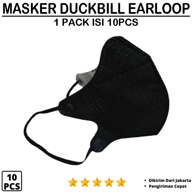 Masker Duckbill Earloop [10Pcs 5pcs] 3ply Disposable facemask Duck Bill IMPORT Tersedia Pilihan Warna Masker Hijab