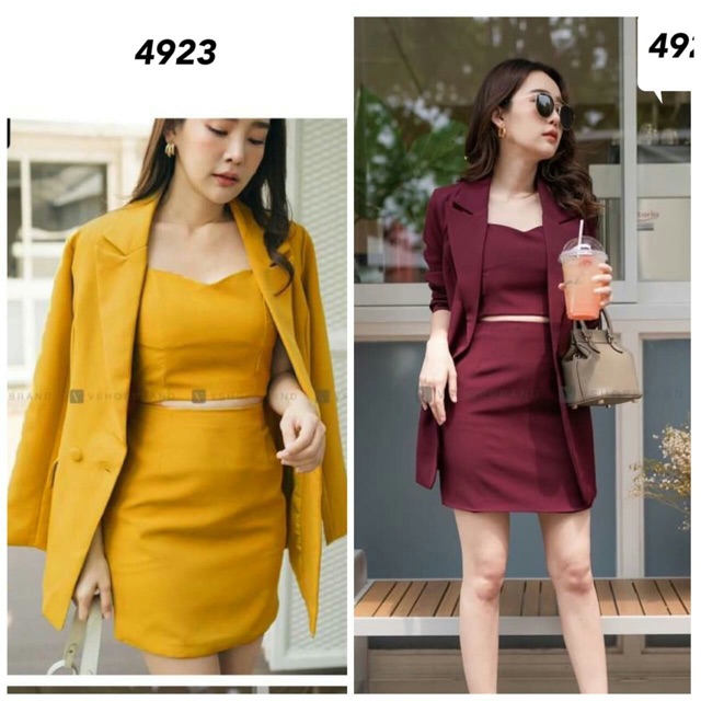 REAL PICT set Stelan blazer atasan import bangkok premium quality 4923 4171