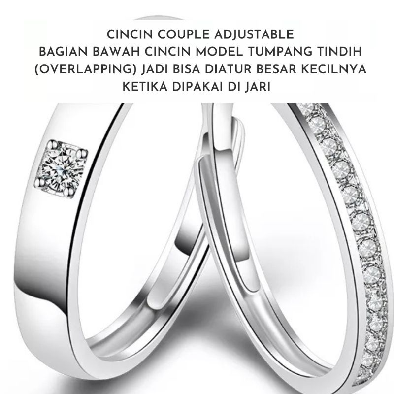 Cincin Couple Silver 925 /Cincin Pertunangan / Cincin Pernikahan / Wedding Ring/ Cincin Wanita / Free box