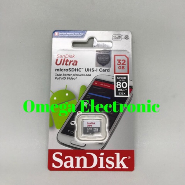 SANDISK ULTRA MICROSD 32GB 80MB/S MICROSDHC UHS-I MICRO SD CLASS 10