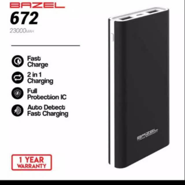 Powerbank power bank 23000mAh Bazel 672 dual garansi resmi 1tahun 16000mAh/18000mAh/20000mAh