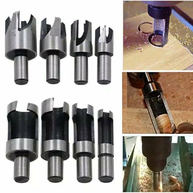 Set 4pcs Mata Bor Dowel Pembuat Pen Lubang Kayu Pocket Hole Plug Wood