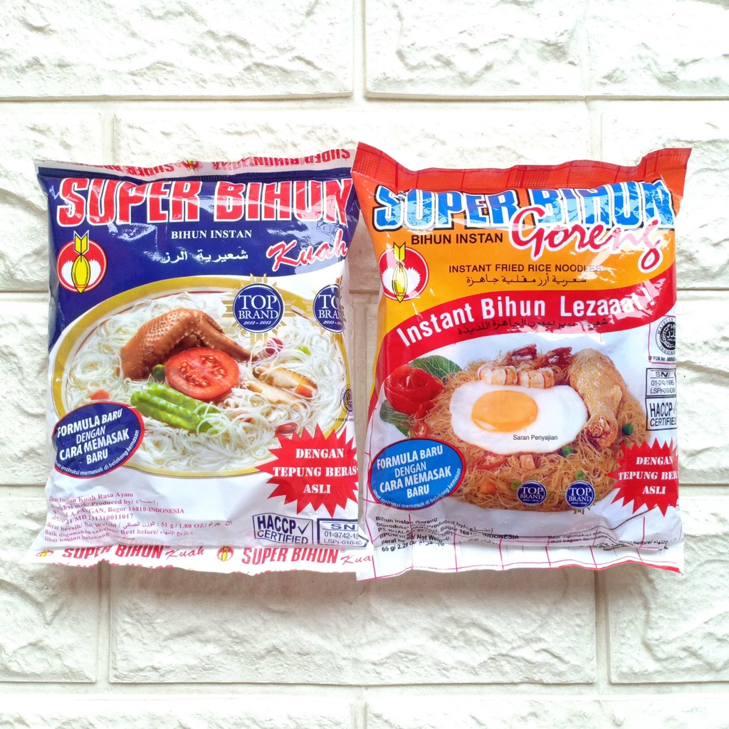 Super Bihun Goreng Kuah Rasa Ayam Baso Bakso Sapi Makanan Mi Mie Instan Instant Ringan 51gr 65gr Camilan Cemilan Snack