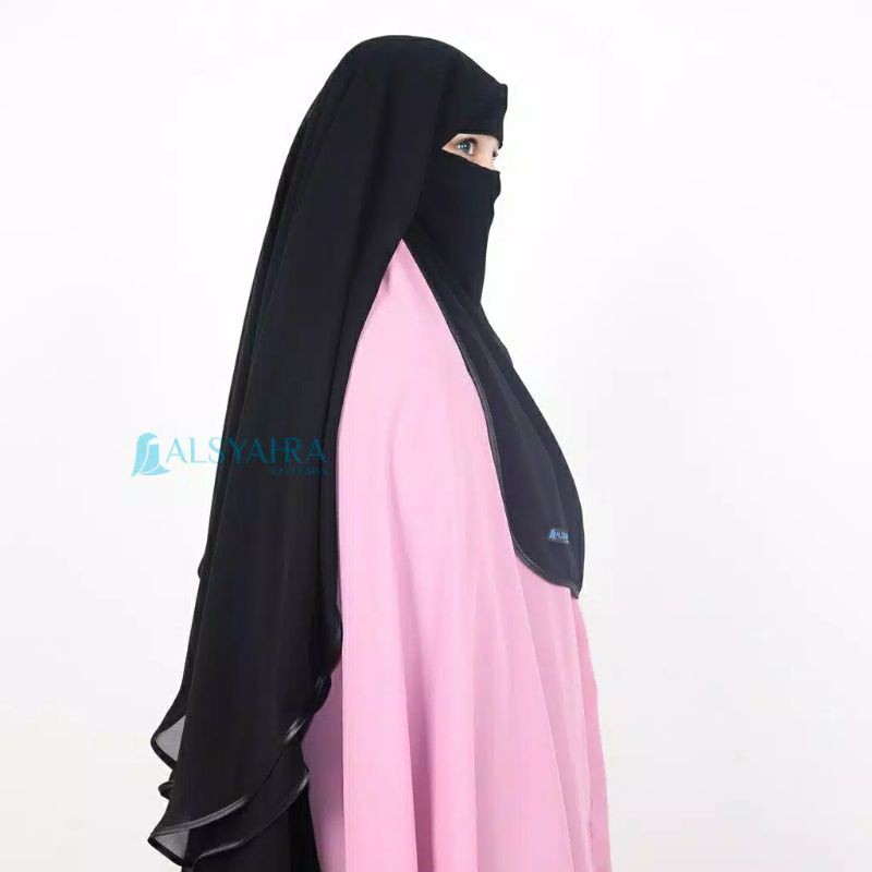 Niqab Yaman Bisban 2 Layer Size L Sifon Jetblack By Alsyahra Exclusive