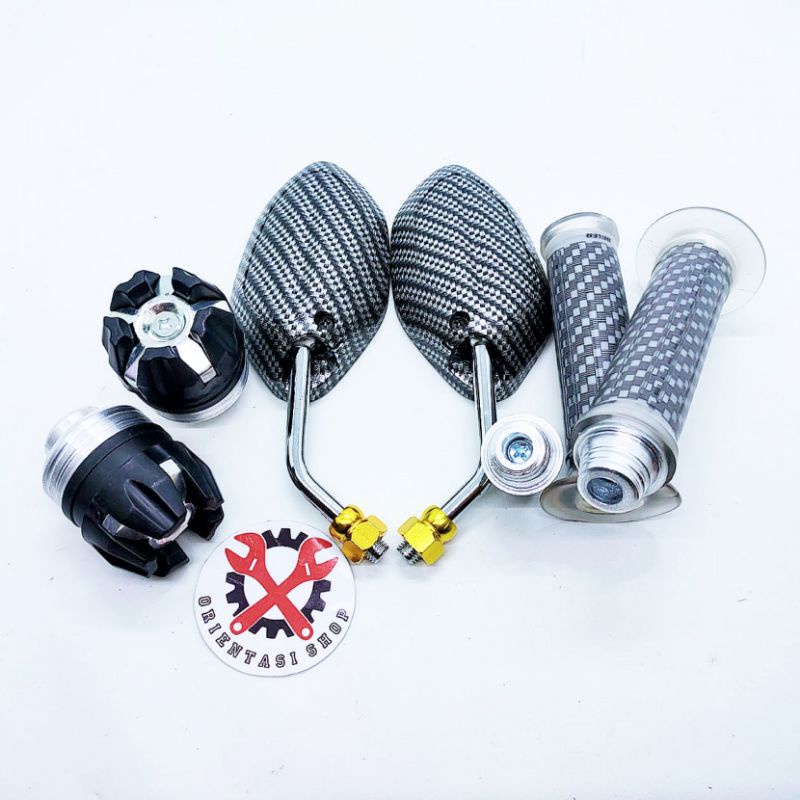 spion beat mini karbon chrome plus handgrip karbon plus Jalu stang plus Jalu as roda universal motor Honda