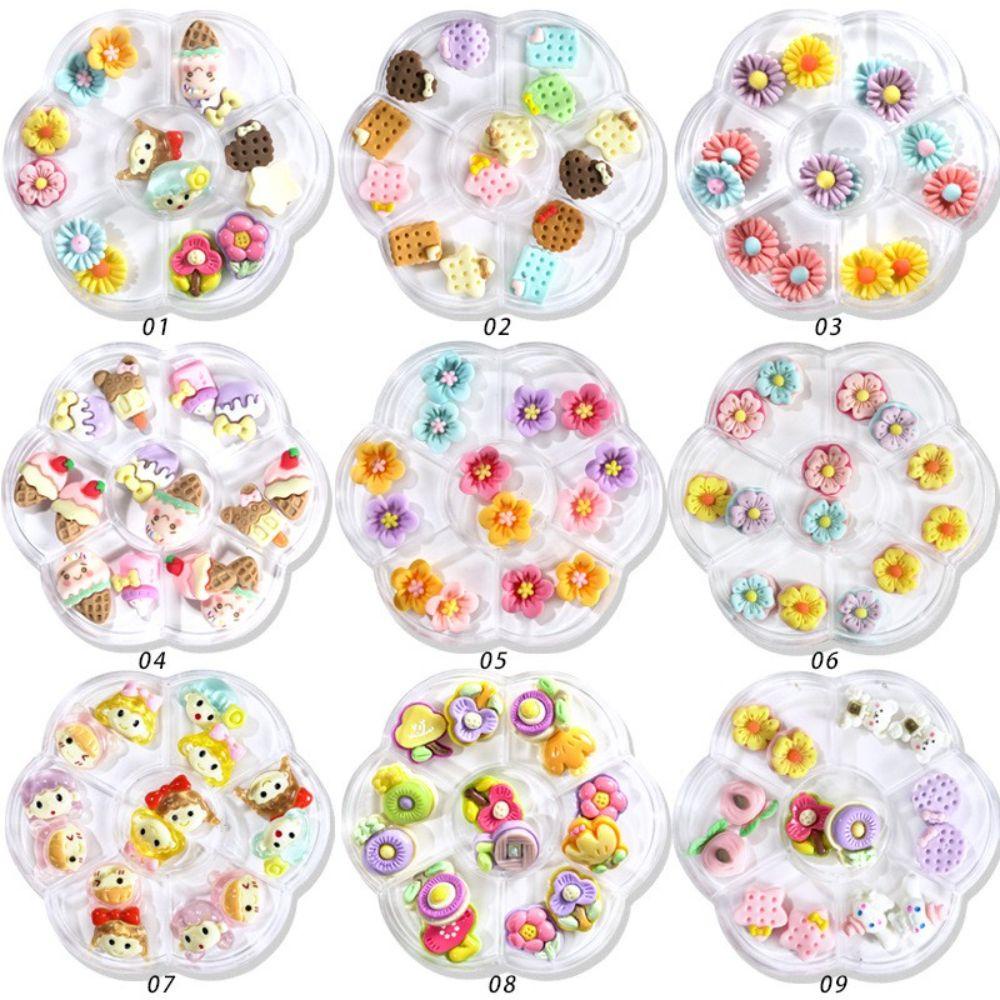 AUGUSTINA Agustinina Nail Art Charms Bunga Resin Kuku Salon Manicure Aksesoris DIY Bahan Kuku 3D Dekorasi Kuku