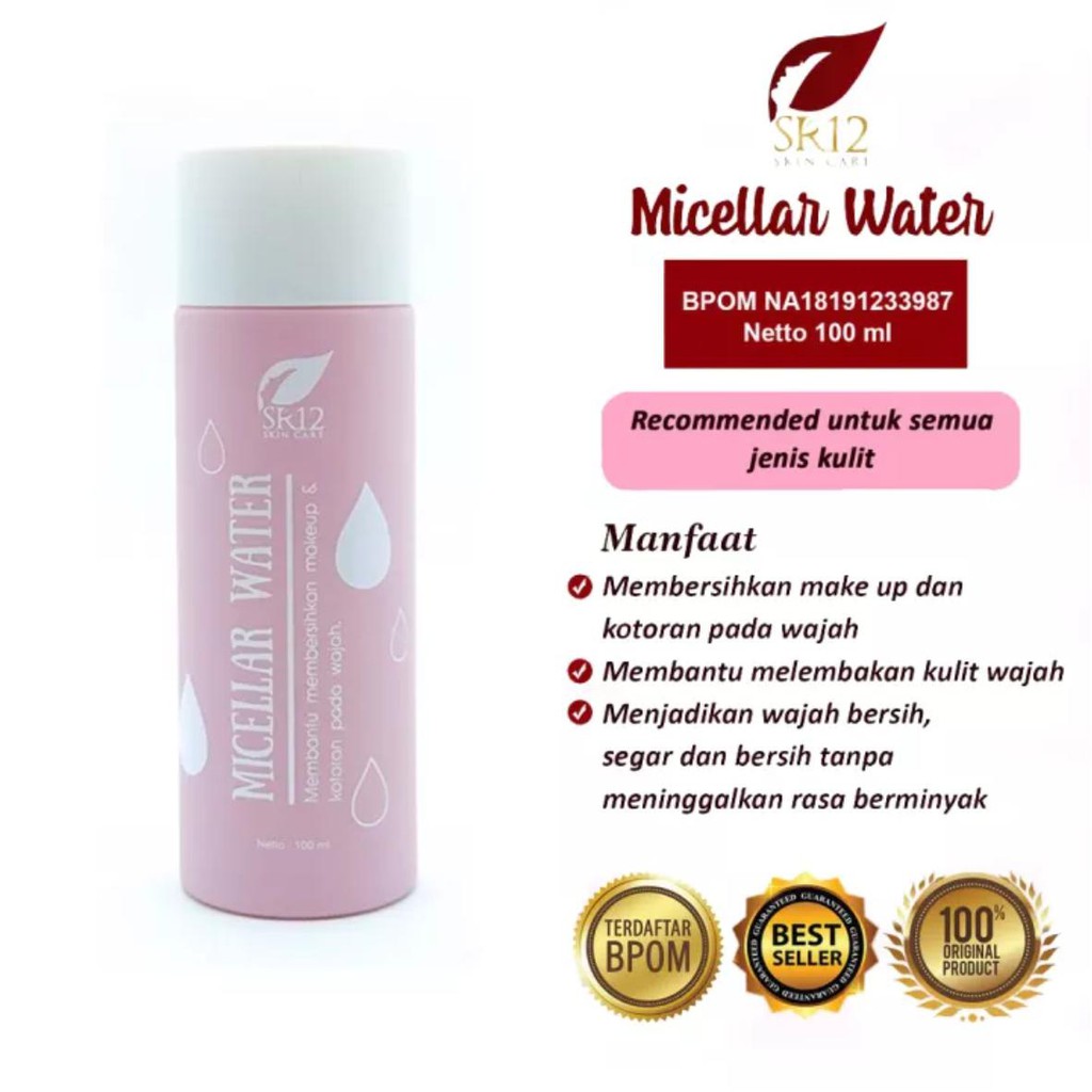 MICELLAR WATER / MICELLAR WATER SR12 / PEMBERSIH WAJAH TERBAIK..!! / MEMBERSIH MAKEUP