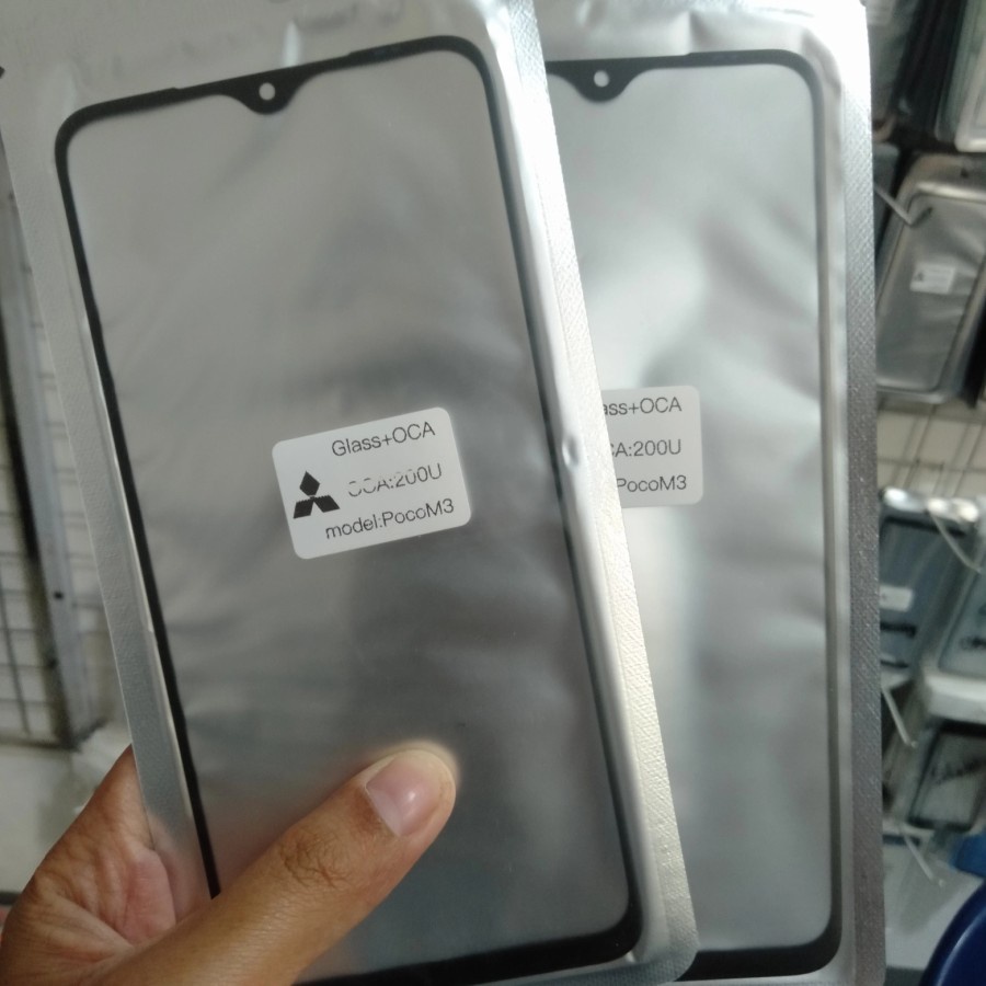 Kaca Lcd kaca depan touchscreen Poco M3 gorilla Glass plus lem Oca