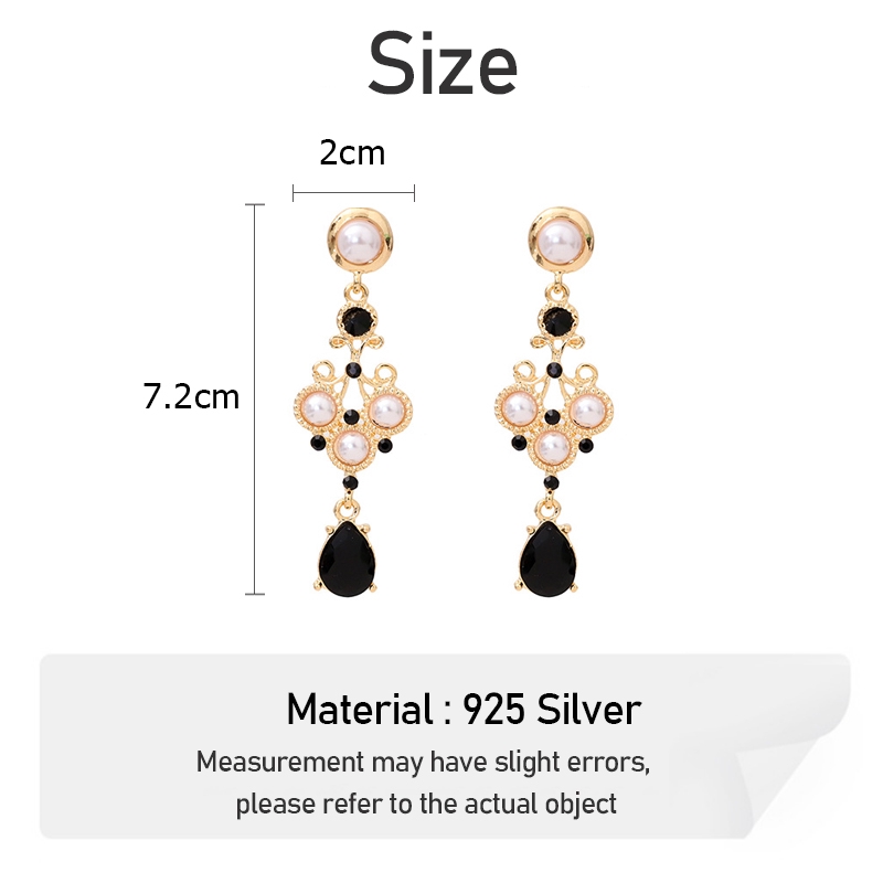 Anting Mutiara Anting Panjang S925 Silver Needle Hotel Deluna IU Water Drop Black Square Earrings