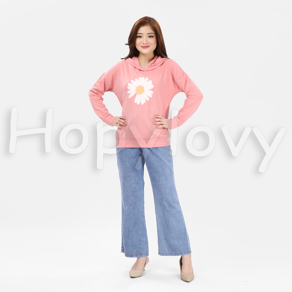 HOPYLOVY Sweater Hoodie Wanita Motif Daisy