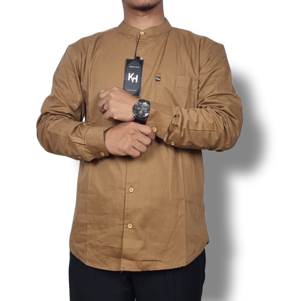 Kemko KH Kemeja Koko Pria Lengan Panjang Polos Katun Poplin High Quality