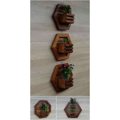 Vas Bunga Kayu Rak dinding Mininalis