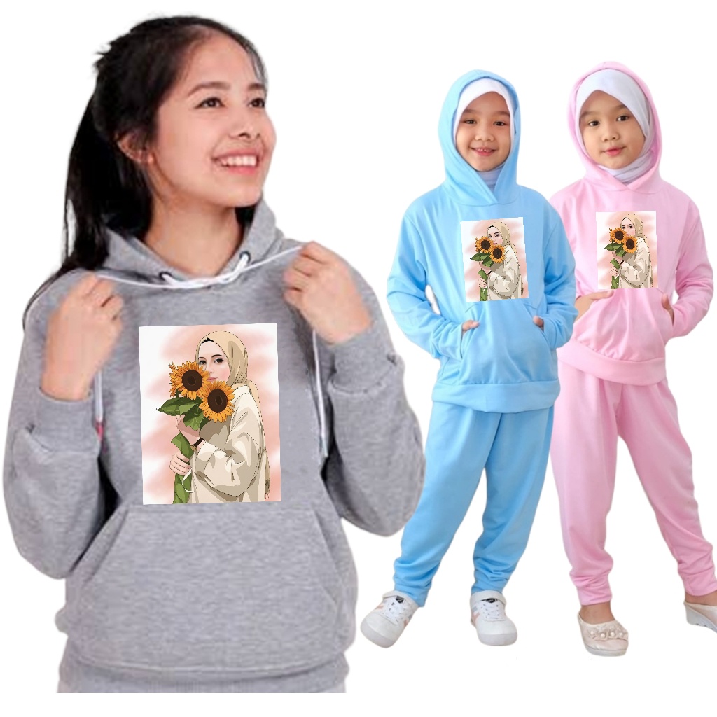 YVF - SWEATAER HOODIE SETELAN ANAK MOTIF HIJAB 01