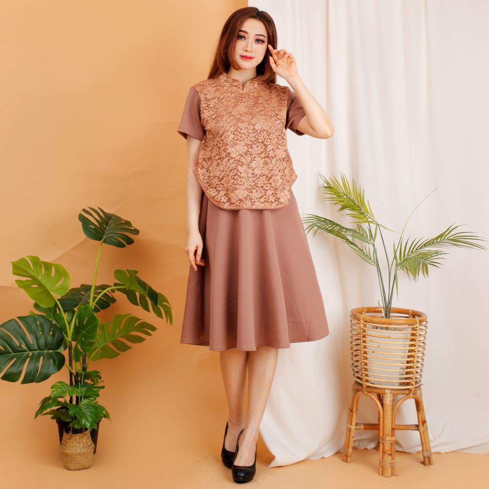 Kathryn collection #140, DRES SCUBA IMPORT PREMIUM KOMBINASI BRUKAT GLITER IMPORT