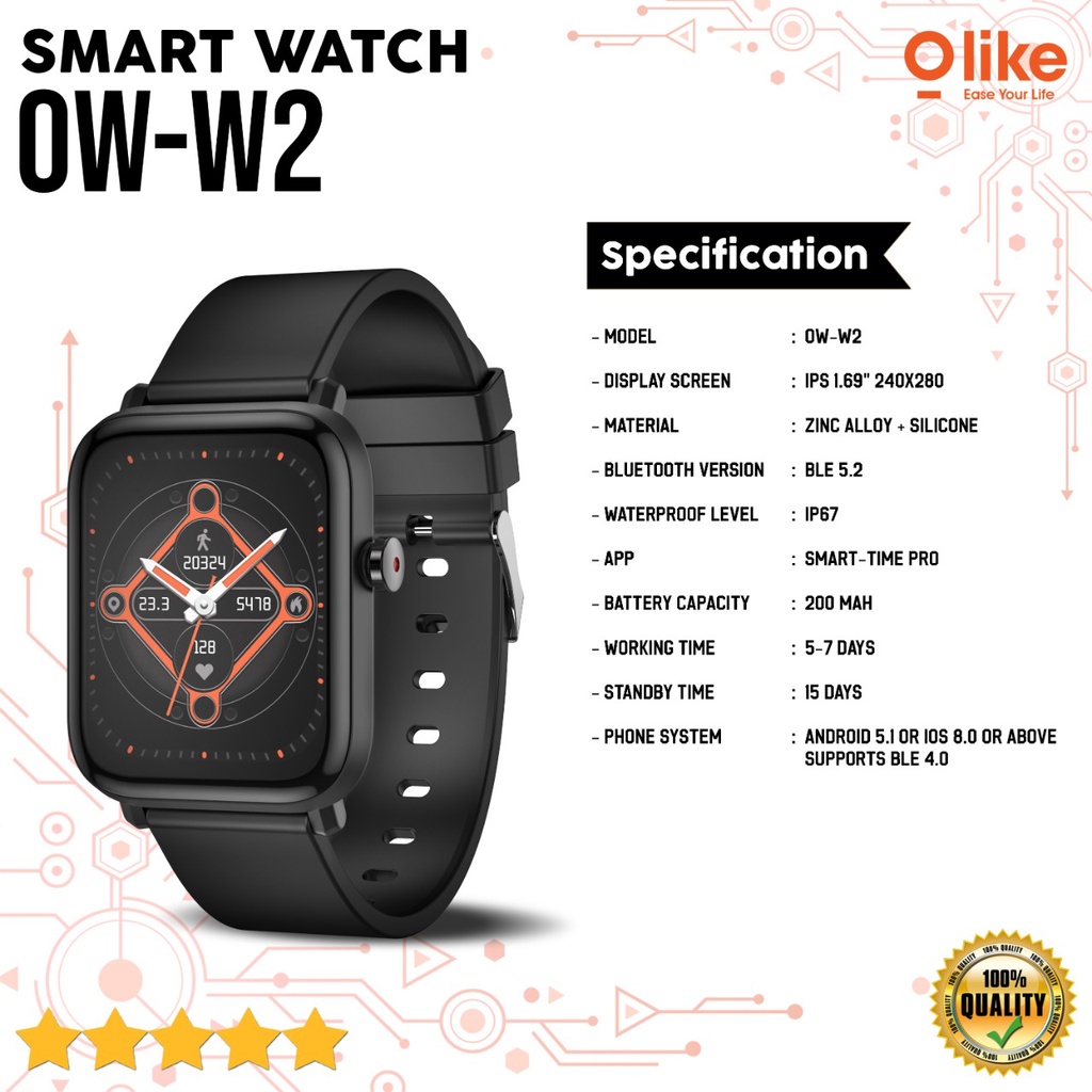 Olike OW-W2 Smartwatch Zeth W2 With Blood Pressure Monitor Smart Band Watch Jam Tangan Pintar