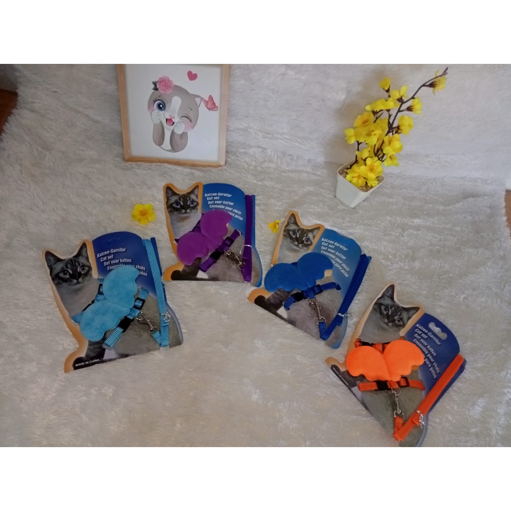 Pet Wing Harness&amp;LeashKit Come With Card/Tali Harness sayap untuk Kucing dan Anjing