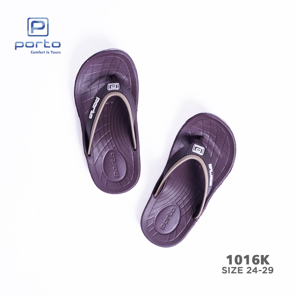 1016K - Porto Leveling Sandal Jepit Anak Laki Laki Size 24 - 29 Karet Nyaman Kuat Awet Terbaru Original Porto