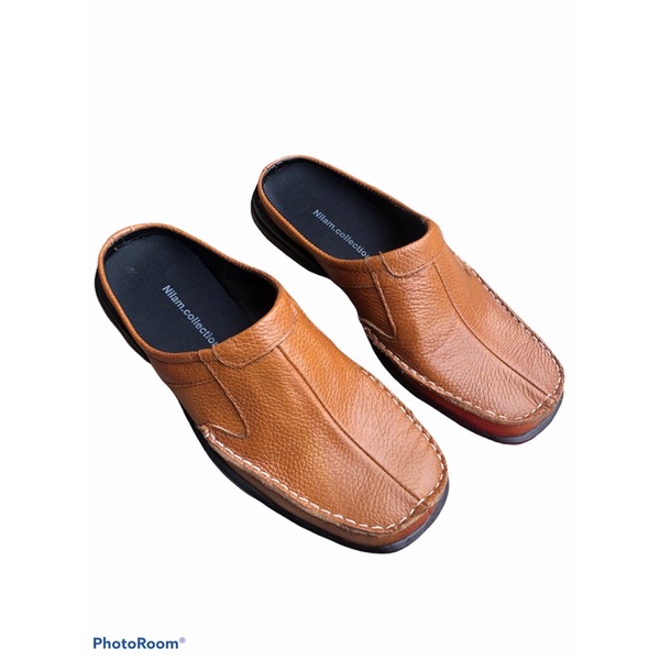 Sandal / Sepatu Bustong Sepatu Slip on Sepatu Selop Pria Kulit Asli Sandal Bustong Laki laki Sendal Tutong Casual Pansus Tutong Termurah Kulit asli