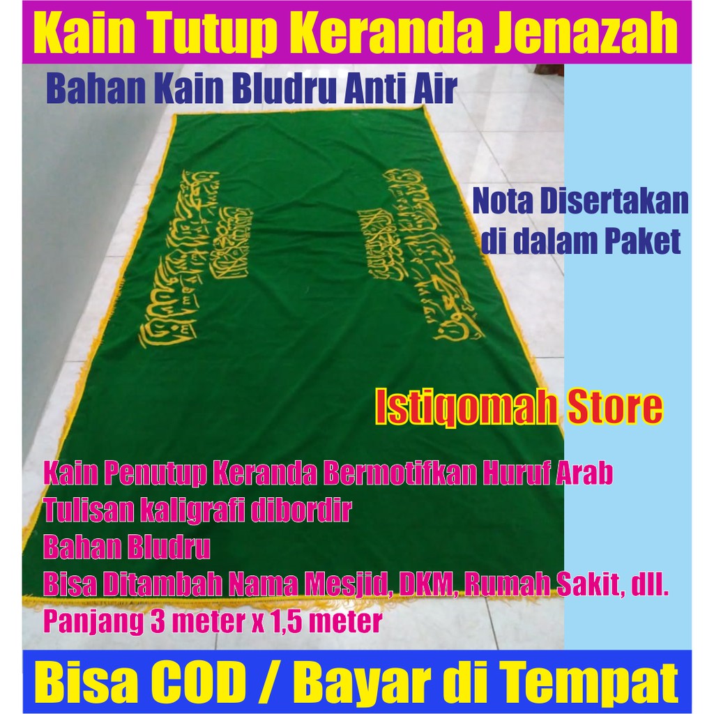 1 Buah Kain Tutup Penutup Keranda Jenazah &amp; 1 Buah Kain Payung Bahan BLUDRU Full Bordir BELUDRU