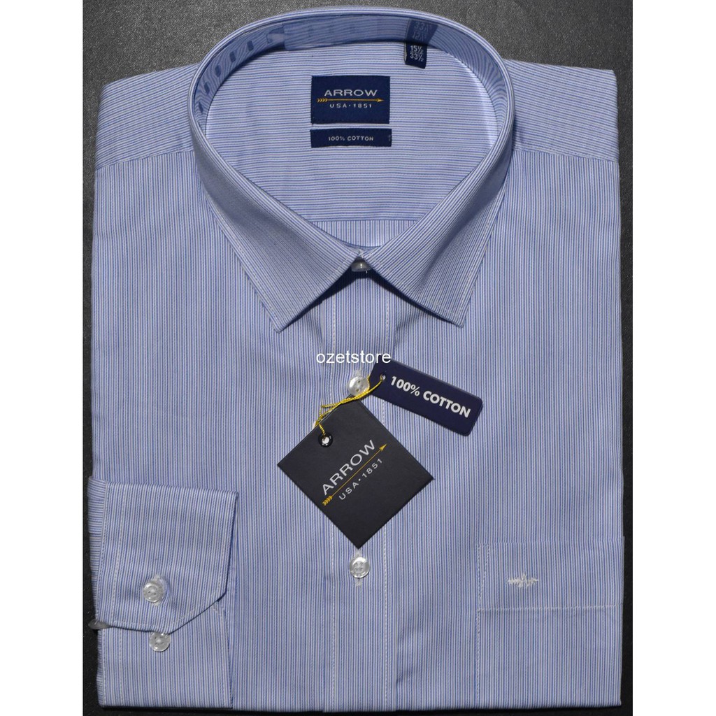 Kemeja Pria Formal Lengan Panjang ARROW Biru Salur Reguler BP67 ORIGINAL