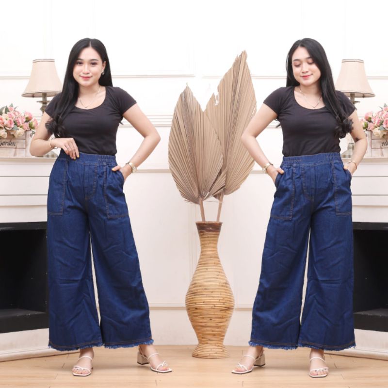 Kulot Wanita Rawis||Kulot Pinggang Karet||Kulot Jeans Terbaru