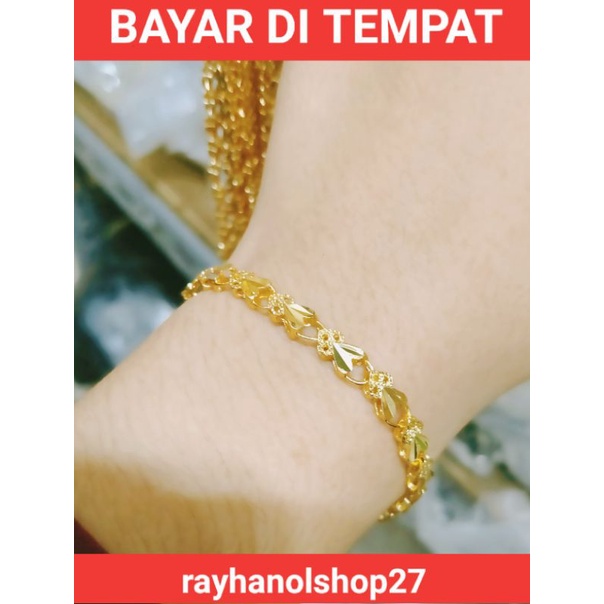 Terbaru dari RO-27 Gelang Tangan love love rangkai cantik dan gelang kaki Rantai lipan lapis emas 24k pria wanita lapis emas gold dan silver