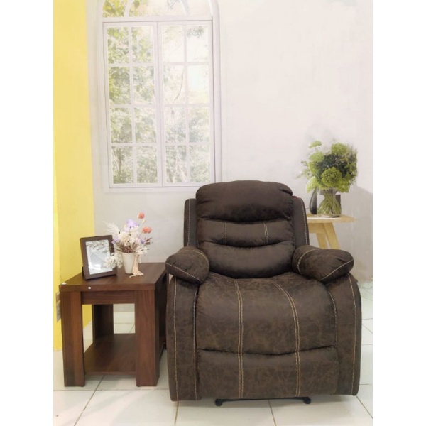 SOFA RECLINER COKLAT KULIT INFORMA SALE