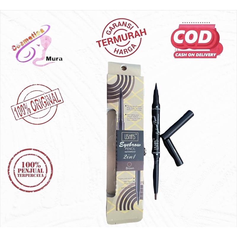 [2in1] ushas eyebrow matic + eyeliner - eyebrow pensil matic ushas + eyeliner 2in1