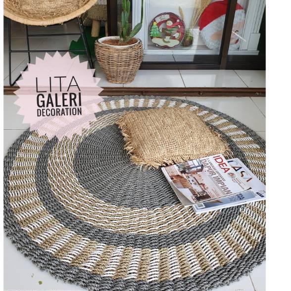 Harga TERMURAAH.. Karpet bulat rotan/seagrass 120 cm