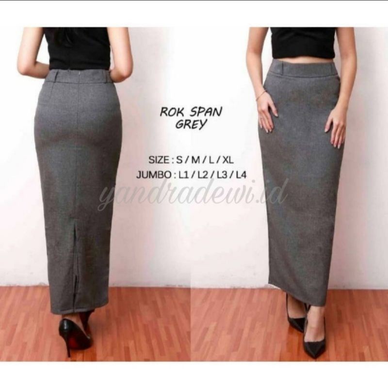 Rok Kerja Panjang Hitam Span Biron Kipas Bahan Formal Kantor-1