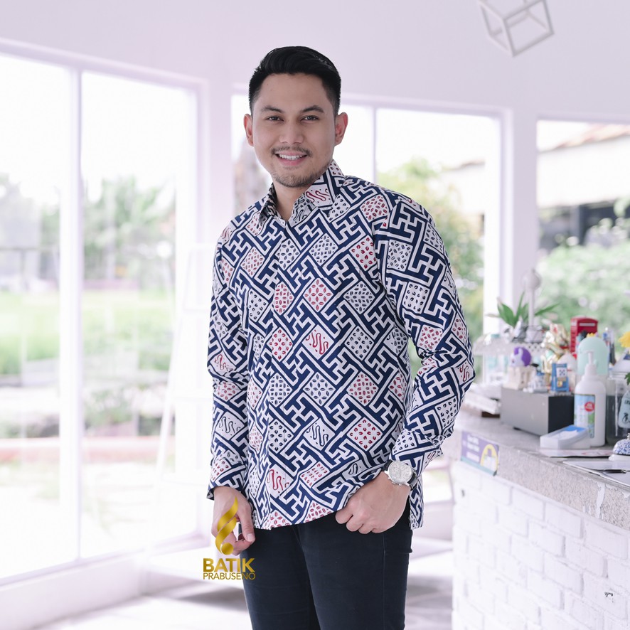PRABUSENO // BATIK CAP MOTIF SENOPATI KEMEJA BATIK PRIA LENGAN PANJANG FULL FURING BATIK PRABUSENO O
