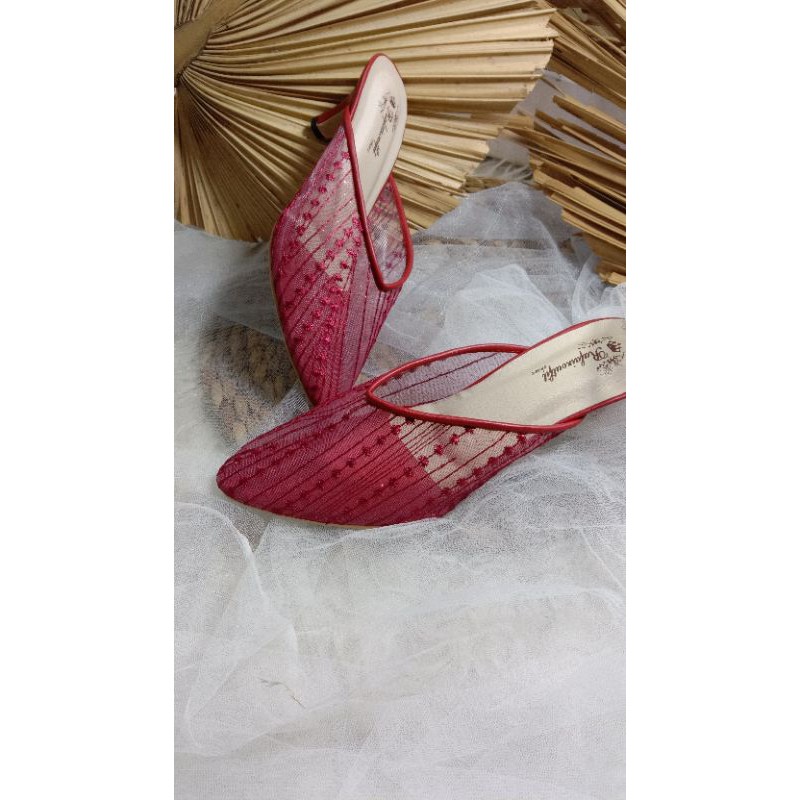 sepatu johana merah maroon tinggi 5cm runcing