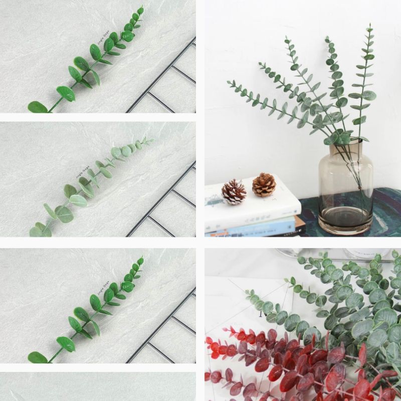 Daun Plastik Eucalyptus Bunga Aesthetic Properti Vas Rustic Dekorasi Pesta Backdrop Seserahan G477