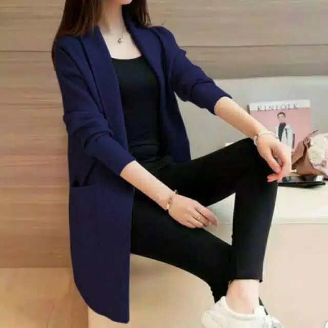 XC - Cardy Babytery / Maroon Salem Hitam Abu / Cardigan Wanita Terbaru / Cardi Kuliahan-Navy