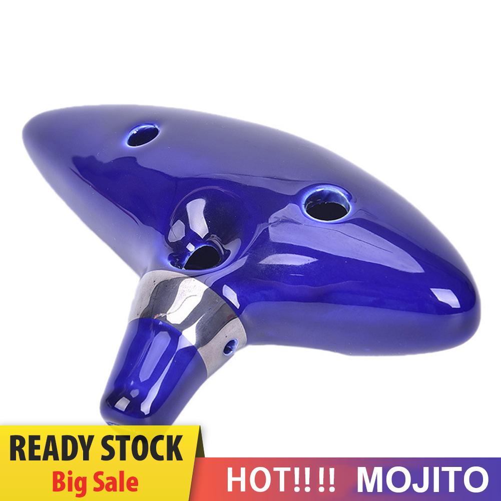 Seruling Ocarina Alto Kunci C 12 Lubang Dengan Lanyard Warna Biru