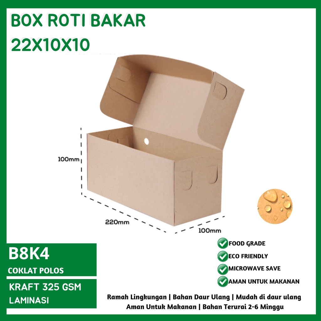 Box 22x10 Laminasi 325 Gsm Dus Roti Bakar (B8K4-Laminasi)