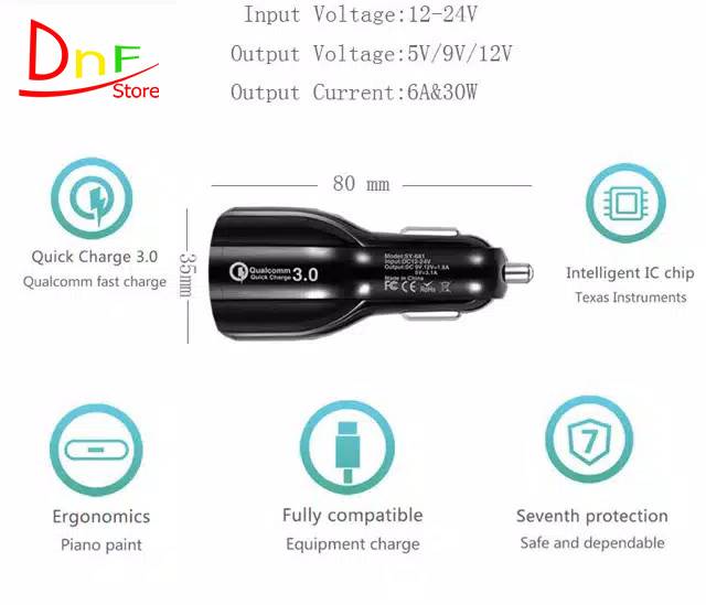 BATOK CHARGER / KEPALA CHARGER MOBIL 6A