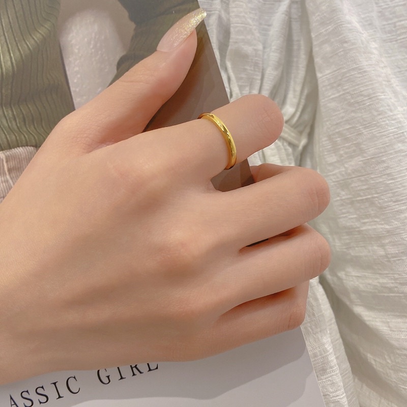 Cincin Titanium Gold 18K Mirip Emas Asli Vintgr Korea Fashion Style