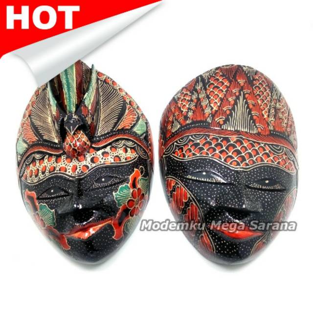 Topeng Kayu Batik Rama Shinta L 22x17x7 cm