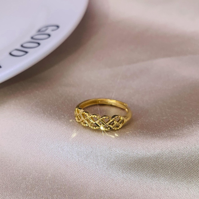 Cincin Lapis Emas Emas Asli Kadar 375 Model Irregular Adjustable Untuk Wanita